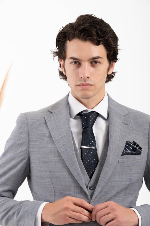 Ανδρικό Καρό Κοστούμι Γκρι Vittorio 10024-MONTON-GREY