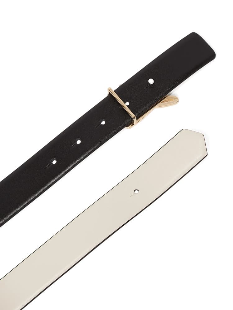 Γυναικεία Δερμάτινη K/Autograph Ζώνη Διπλής Όψεως Μαύρη/ΛευκήKarl Lagerfeld B1W33044-101 WHITE/BLACK