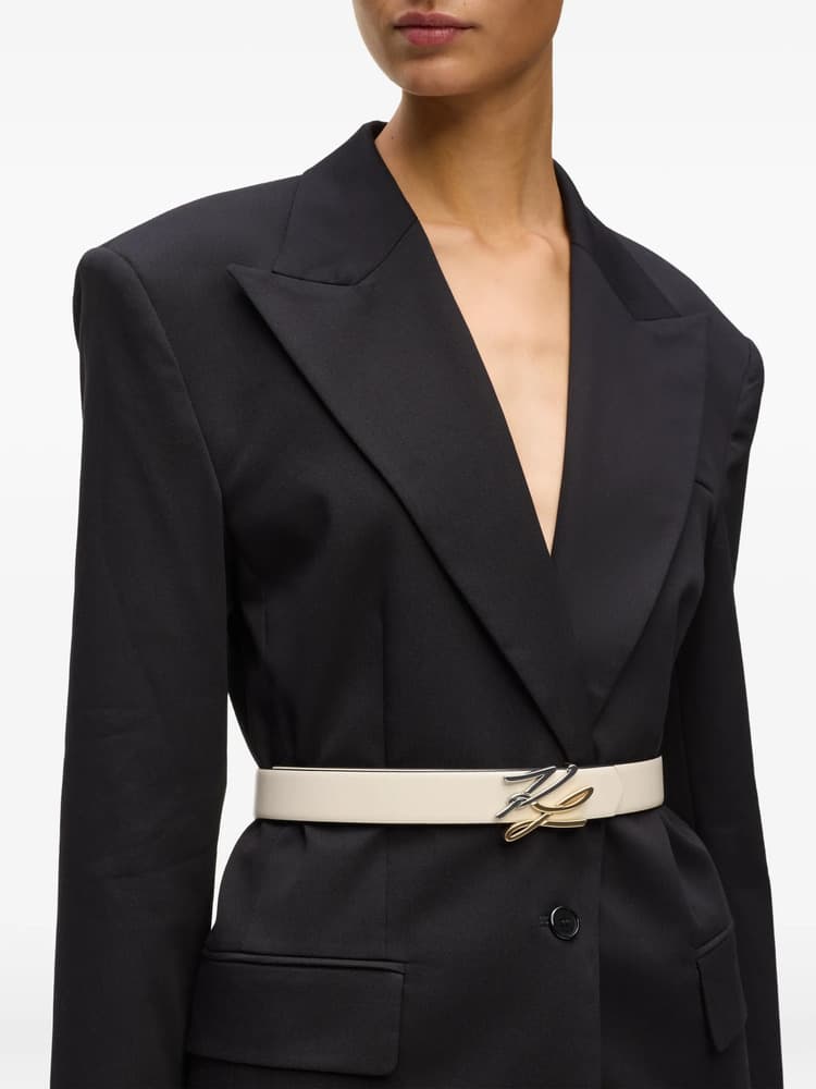 Γυναικεία Δερμάτινη K/Autograph Ζώνη Διπλής Όψεως Μαύρη/ΛευκήKarl Lagerfeld B1W33044-101 WHITE/BLACK