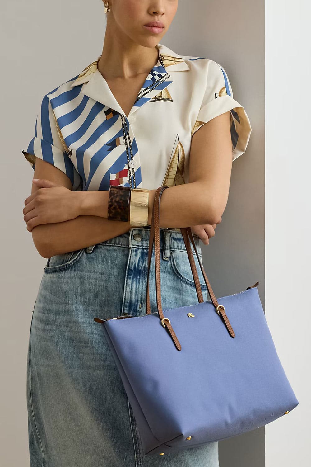 Γυναικεία Keaton Τσάντα Μπλε Ralph Lauren 431916737047-BLUE/TAN