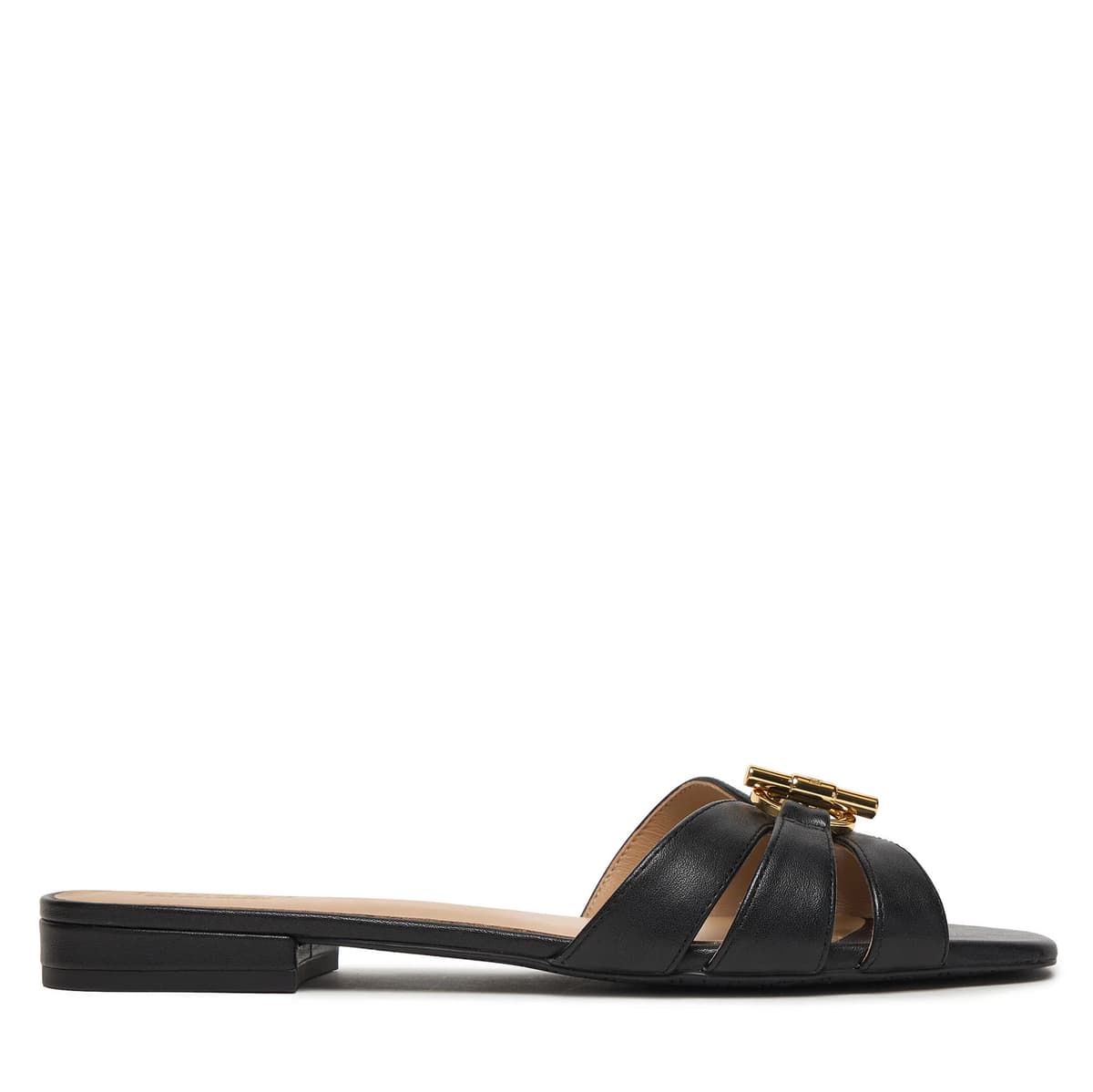 Γυναικείες Δερμάτινες Blaike Παντόφλες Μαύρες Ralph Lauren 802982875002-BLACK