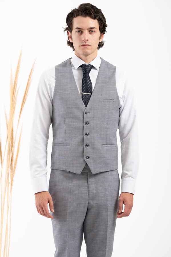 Ανδρικό Καρό Κοστούμι Γκρι Vittorio 10024-MONTON-GREY