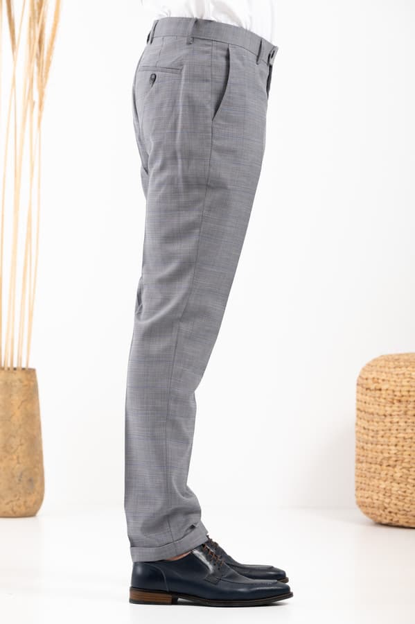 Ανδρικό Καρό Κοστούμι Γκρι Vittorio 10024-MONTON-GREY