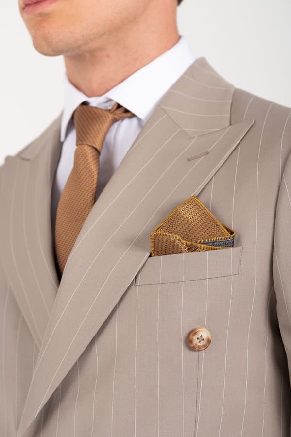 Ανδρικό Ριγέ Κοστούμι Μπεζ Vittorio 10025KING-FANCO