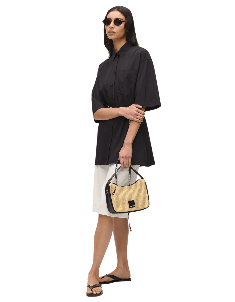 Γυναικεία Raffia Mini Hobo Τσάντα Εκρού Karl Lagerfeld Jeans B2W30115-106 NATURAL