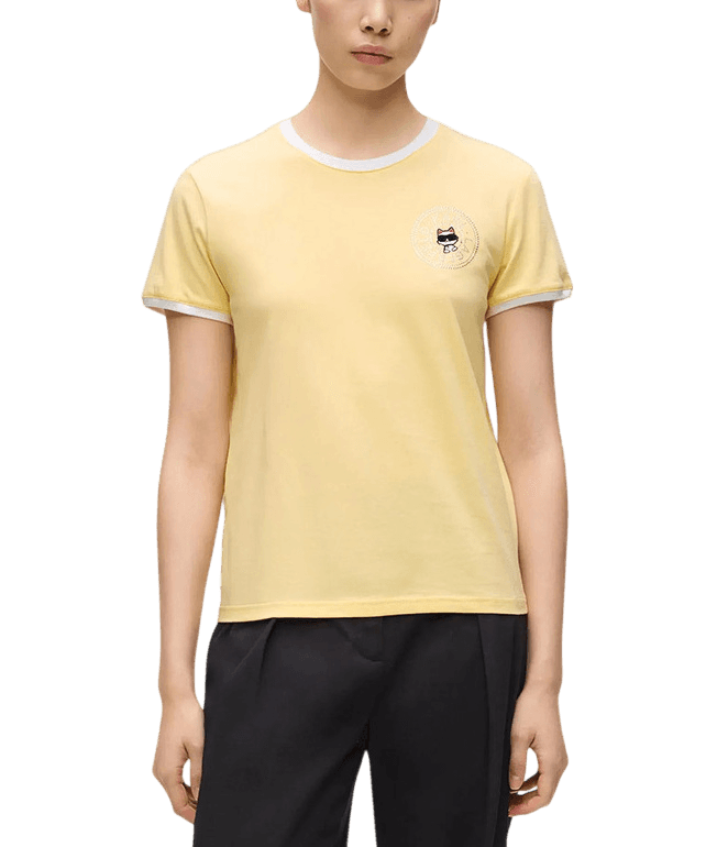 Γυναικείο Ikon Small Circle T-shirt Κίτρινο Karl Lagerfeld B2W17026-1LD SUNLIGHT