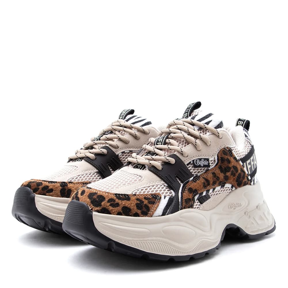 Γυναικεία Yuno Sneakers Μπεζ Buffalo BUF1636751-BEIGE ANIMAL MIX