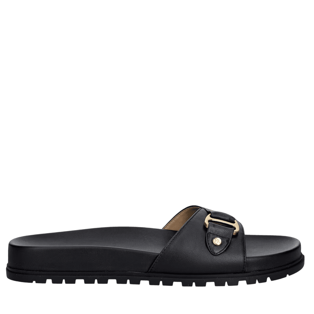 Γυναικείες Δερμάτινες Tasha Παντόφλες Μαύρες Ralph Lauren 802982883002-BLACK