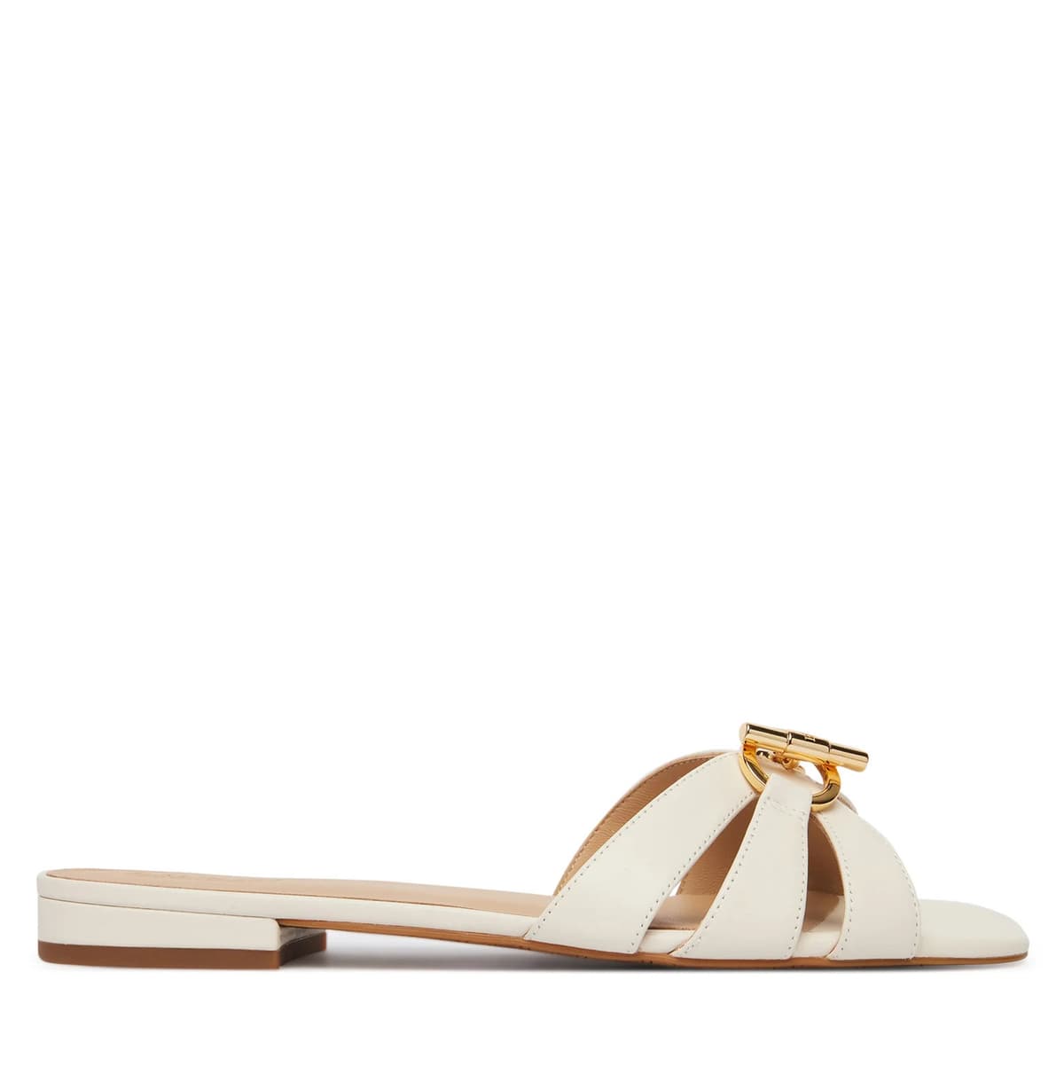 Γυναικείες Δερμάτινες Blaike Παντόφλες Λευκές Ralph Lauren 802982875007-WHITE