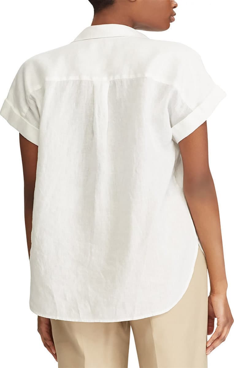Γυναικείο Λινό Κοντομάνικο Πουκάμισο Λευκό Ralph Lauren 200699152001-White