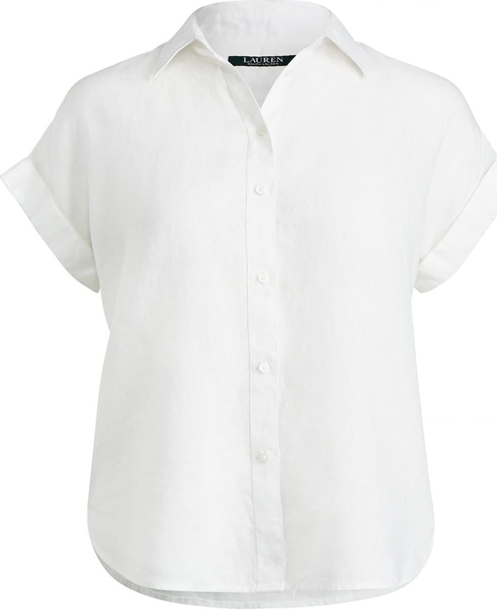 Γυναικείο Λινό Κοντομάνικο Πουκάμισο Λευκό Ralph Lauren 200699152001-White