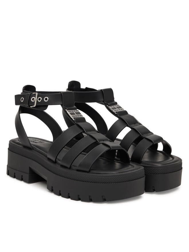 Γυναικεία Δερμάτινα Πέδιλα Μαύρα Tommy Jeans EN0EN02943-BDS