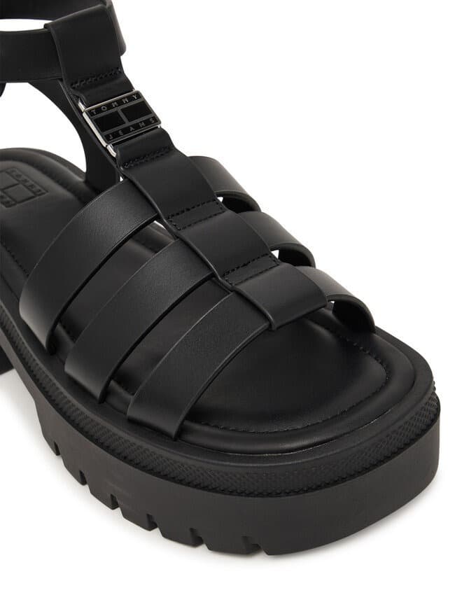 Γυναικεία Δερμάτινα Πέδιλα Μαύρα Tommy Jeans EN0EN02943-BDS