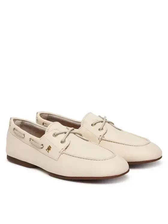 Γυναικεία Δερμάτινα Παπούτσια Εκρού Tommy Hilfiger FW0FW09148-AEO