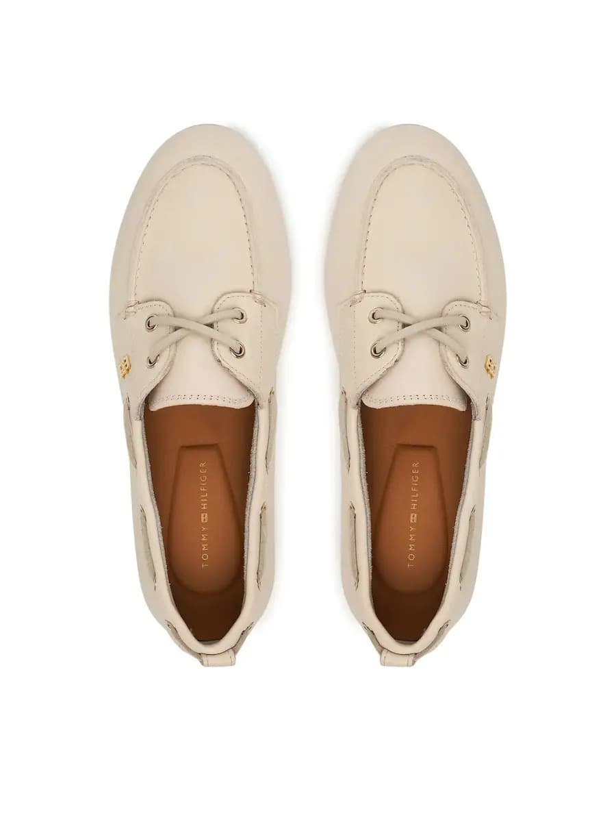 Γυναικεία Δερμάτινα Παπούτσια Εκρού Tommy Hilfiger FW0FW09148-AEO