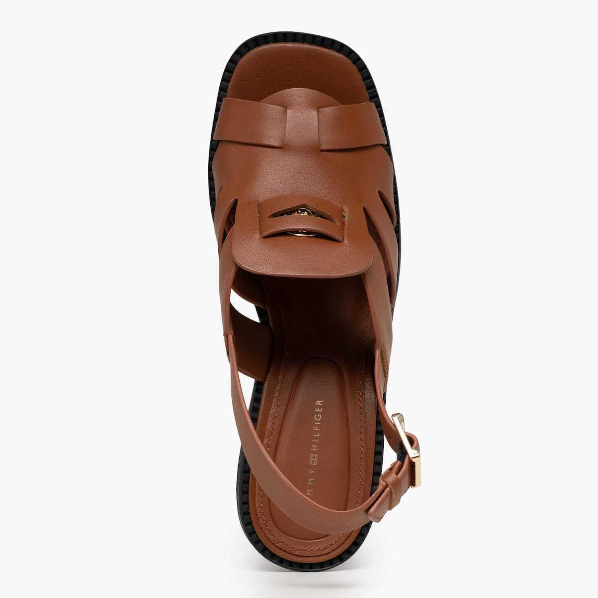 Γυναικεία Δερμάτινα Πέδιλα Καφέ Tommy Hilfiger FW0FW09135-GP4