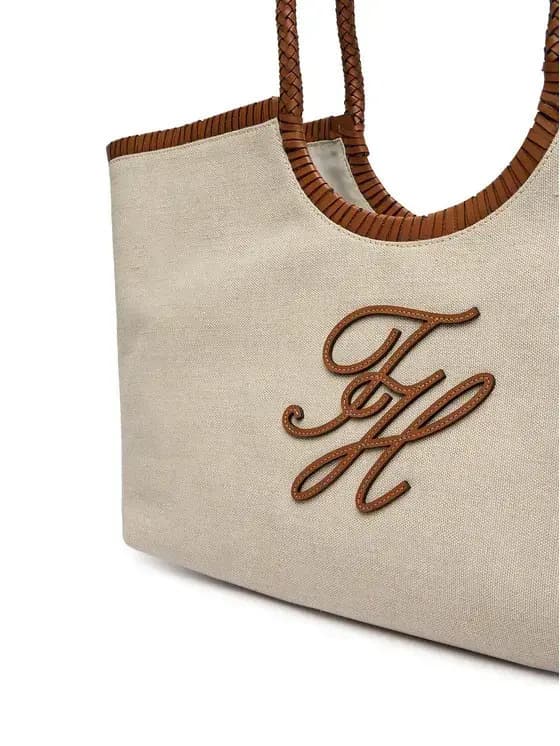 Γυναικεία Λινή Tote Τσάντα Μπεζ Tommy Hilfiger AW0AW18629-0F4