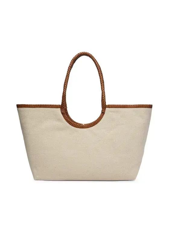 Γυναικεία Λινή Tote Τσάντα Μπεζ Tommy Hilfiger AW0AW18629-0F4