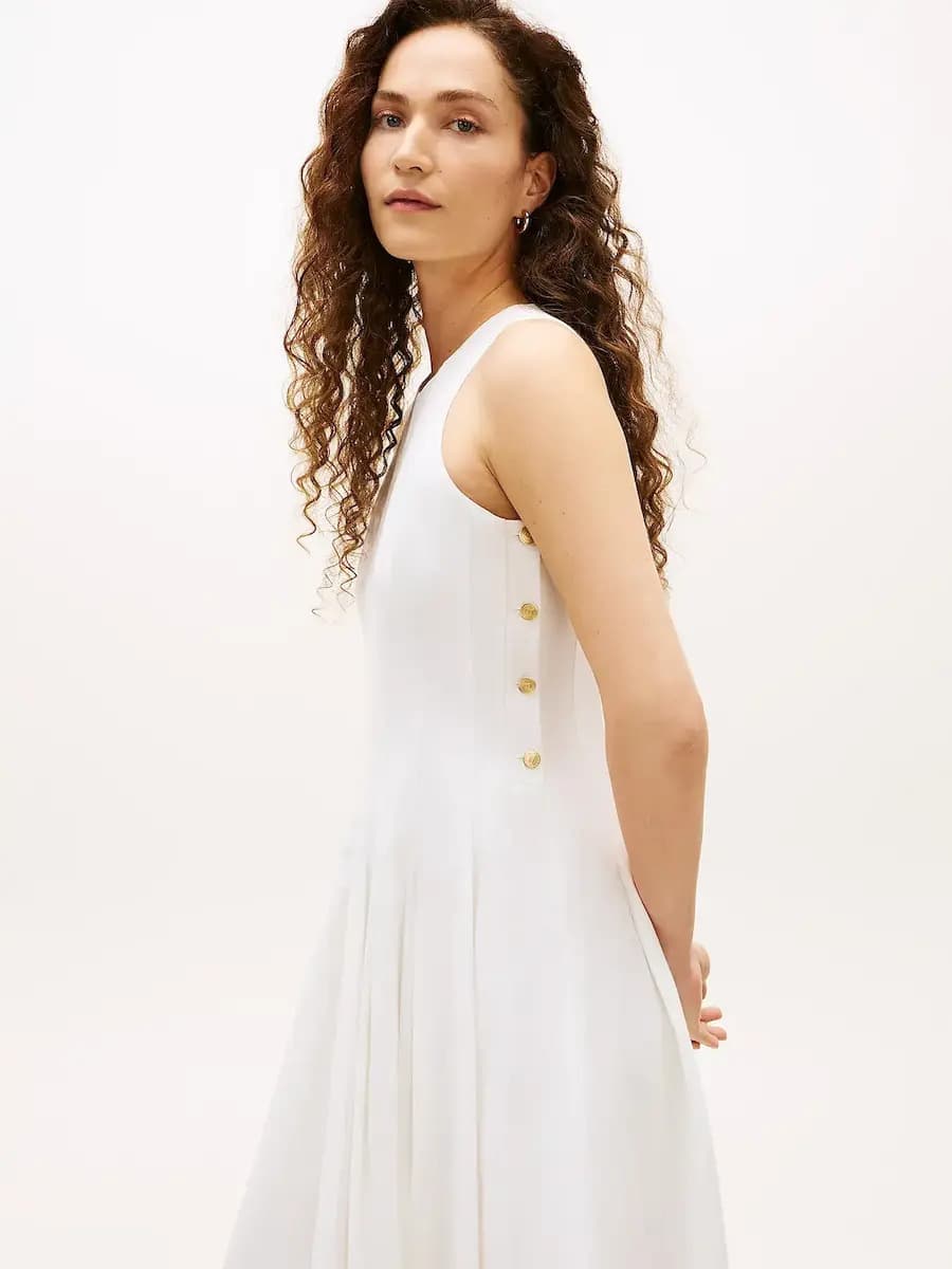 Γυναικείο Αμάνικο Φόρεμα Λευκό Tommy Hilfiger WW0WW49055-YCF