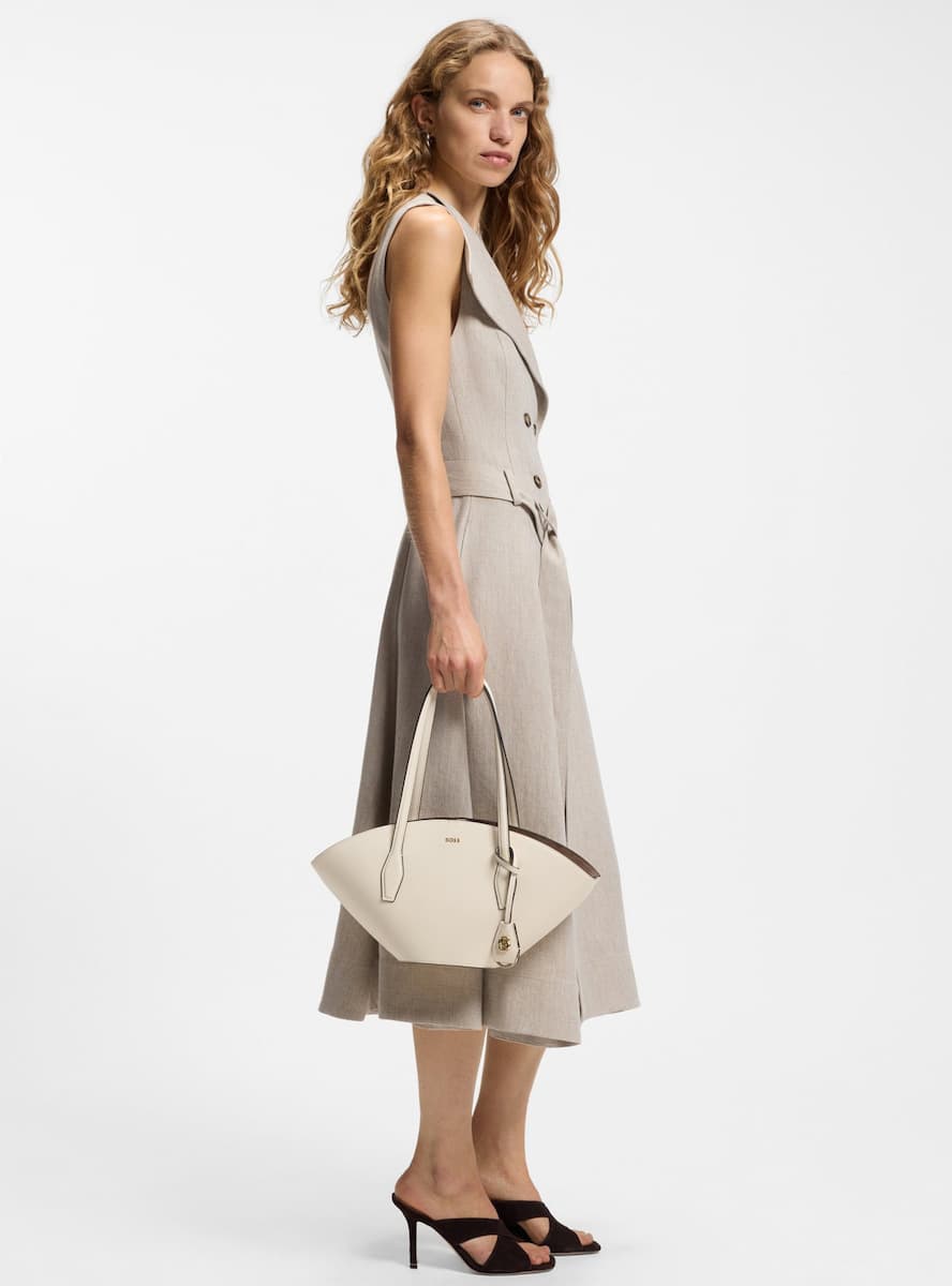 Γυναικεία Δερμάτινη Numah Chapelier Tote Τσάντα Λευκή BOSS 50563842-119