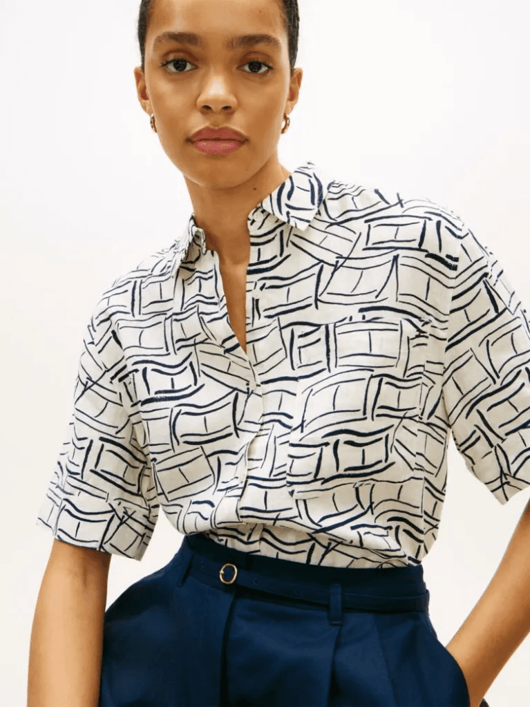 Γυναικείο Κοντομάνικο Πουκάμισο Εκρού Tommy Hilfiger WW0WW48925-0LC