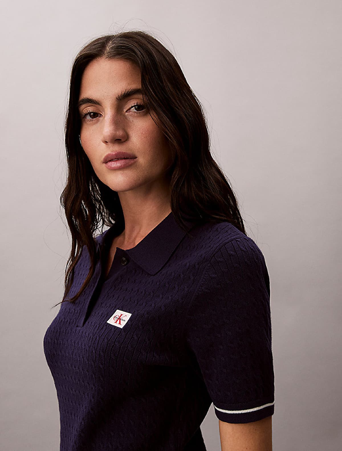 Γυναικείο Κοντομάνικο Polo Φόρεμα Navy Μπλε Calvin Klein LV047F323G-9EI
