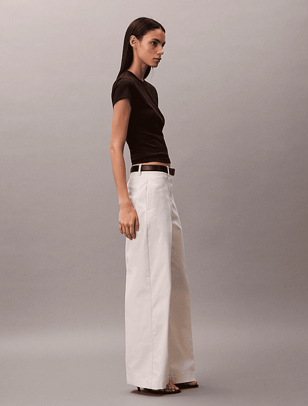 Γυναικείο Baggy Παντελόνι Εκρού Calvin Klein LV047F621G-YAS