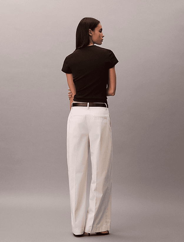 Γυναικείο Baggy Παντελόνι Εκρού Calvin Klein LV047F621G-YAS