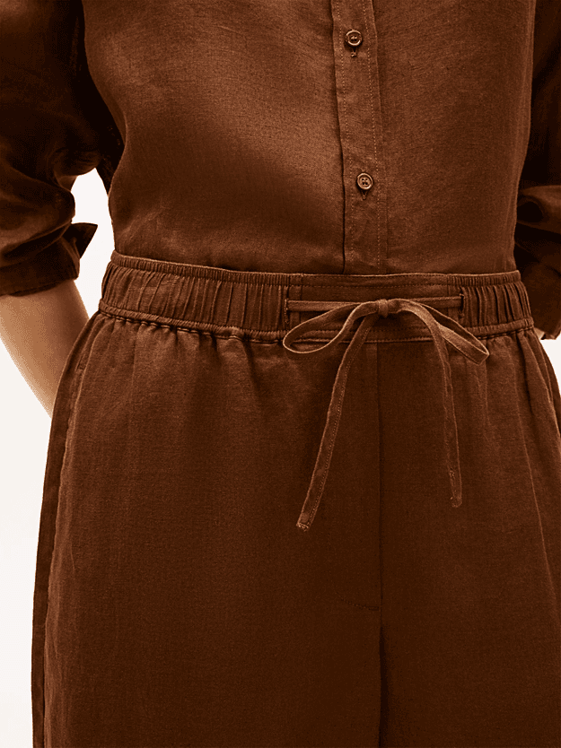 Γυναικεία Λινή Παντελόνα Καφέ Tommy Hilfiger WW0WW48970-GV0