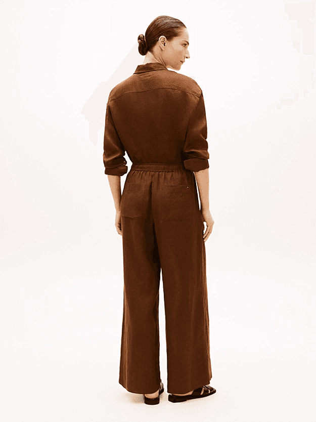 Γυναικεία Λινή Παντελόνα Καφέ Tommy Hilfiger WW0WW48970-GV0