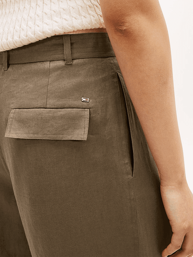 Γυναικείο Λινό Παντελόνι Λαδί Tommy Hilfiger WW0WW49658-RBU