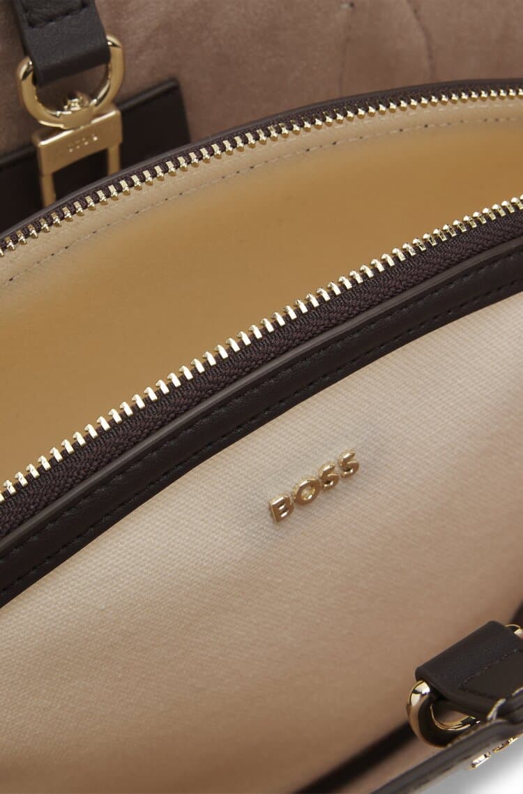 Γυναικεία Δερμάτινη Numah Chapelier Tote Τσάντα Καφέ BOSS 50563842-207