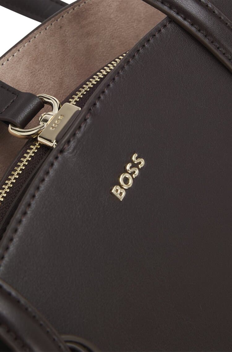 Γυναικεία Δερμάτινη Numah Chapelier Tote Τσάντα Καφέ BOSS 50563842-207
