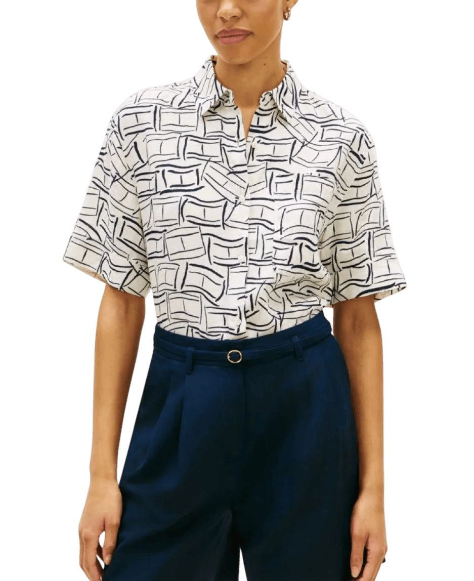 TOMMY HILFIGER ESS LINEN SS SHIRT WW0WW48925-0GY DarkBlue