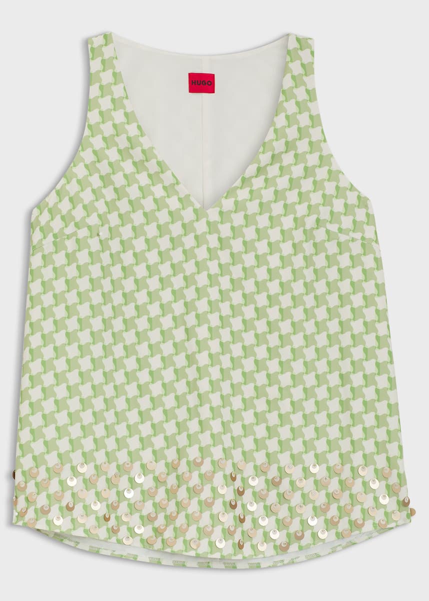 HUGO TOP V-NECK CAMAJE-1 ΕΜΠΡΙΜΕ ΠΡΑΣΙΝΟ-ΕΚΡΟΥ