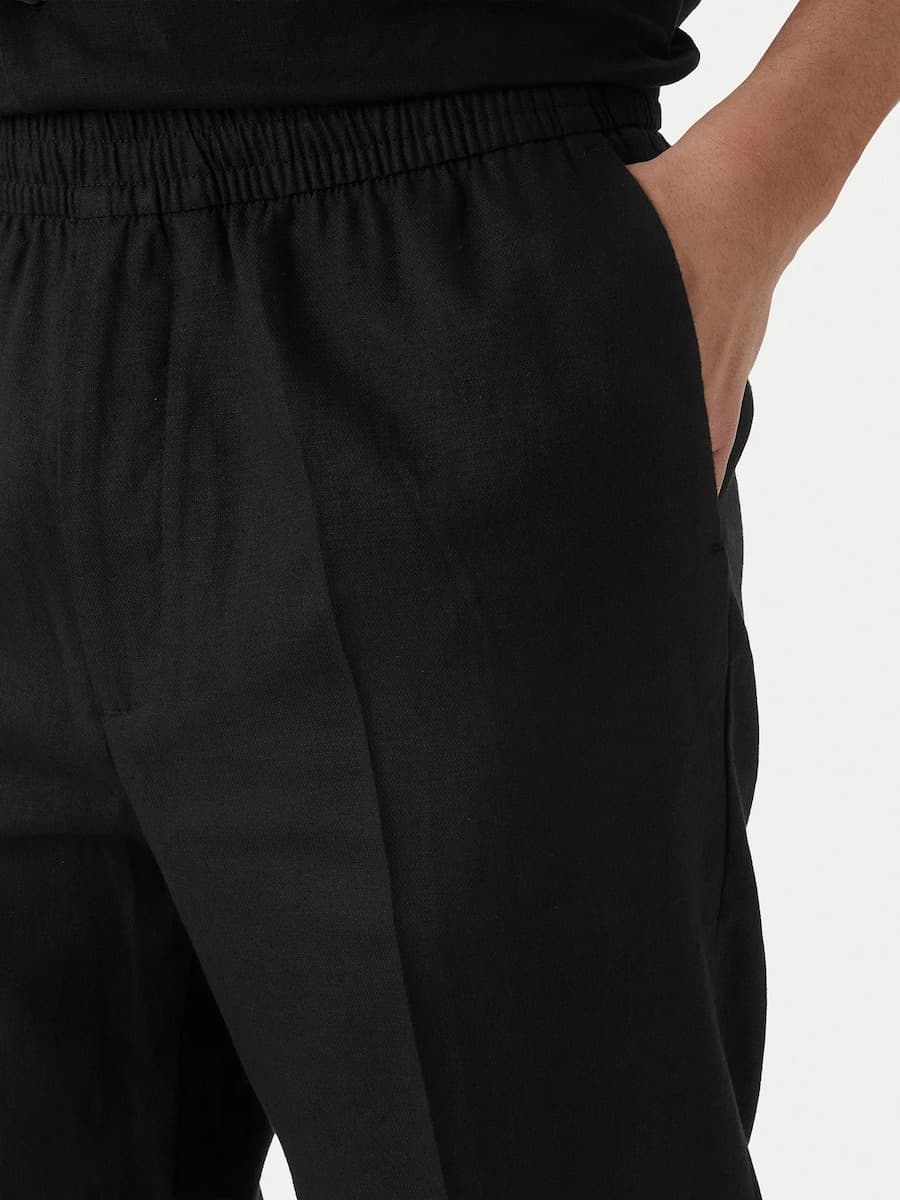 Ανδρικό Λινό Παντελόνι Μαύρο Calvin Klein LV04LF619G-UB1