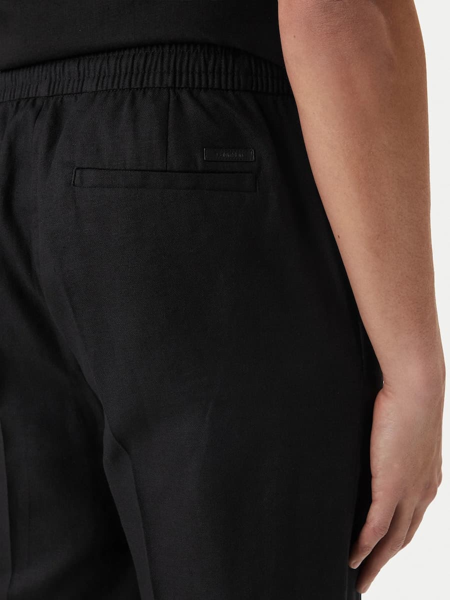 Ανδρικό Λινό Παντελόνι Μαύρο Calvin Klein LV04LF619G-UB1