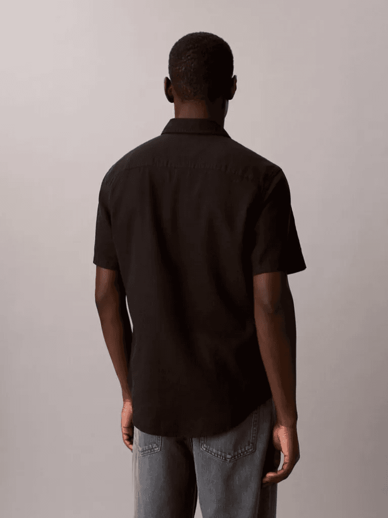 Ανδρικό Λινό Κοντομάνικο Πουκάμισο Μαύρο Calvin Klein LV04RF120G-UB1