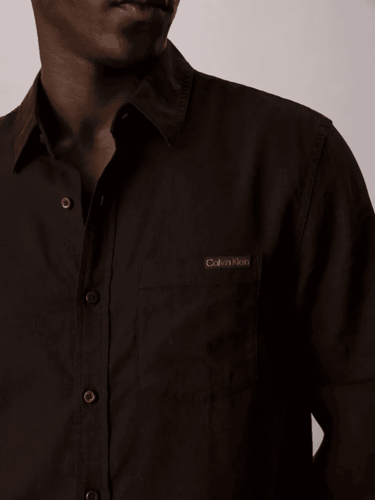 Ανδρικό Λινό Κοντομάνικο Πουκάμισο Μαύρο Calvin Klein LV04RF120G-UB1