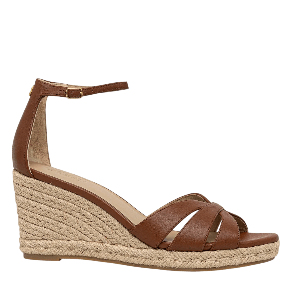 Γυναικείες Δερμάτινες Nellie Πλατφόρμες Καφέ Ralph Lauren 802P04433002-ΤΑΝ