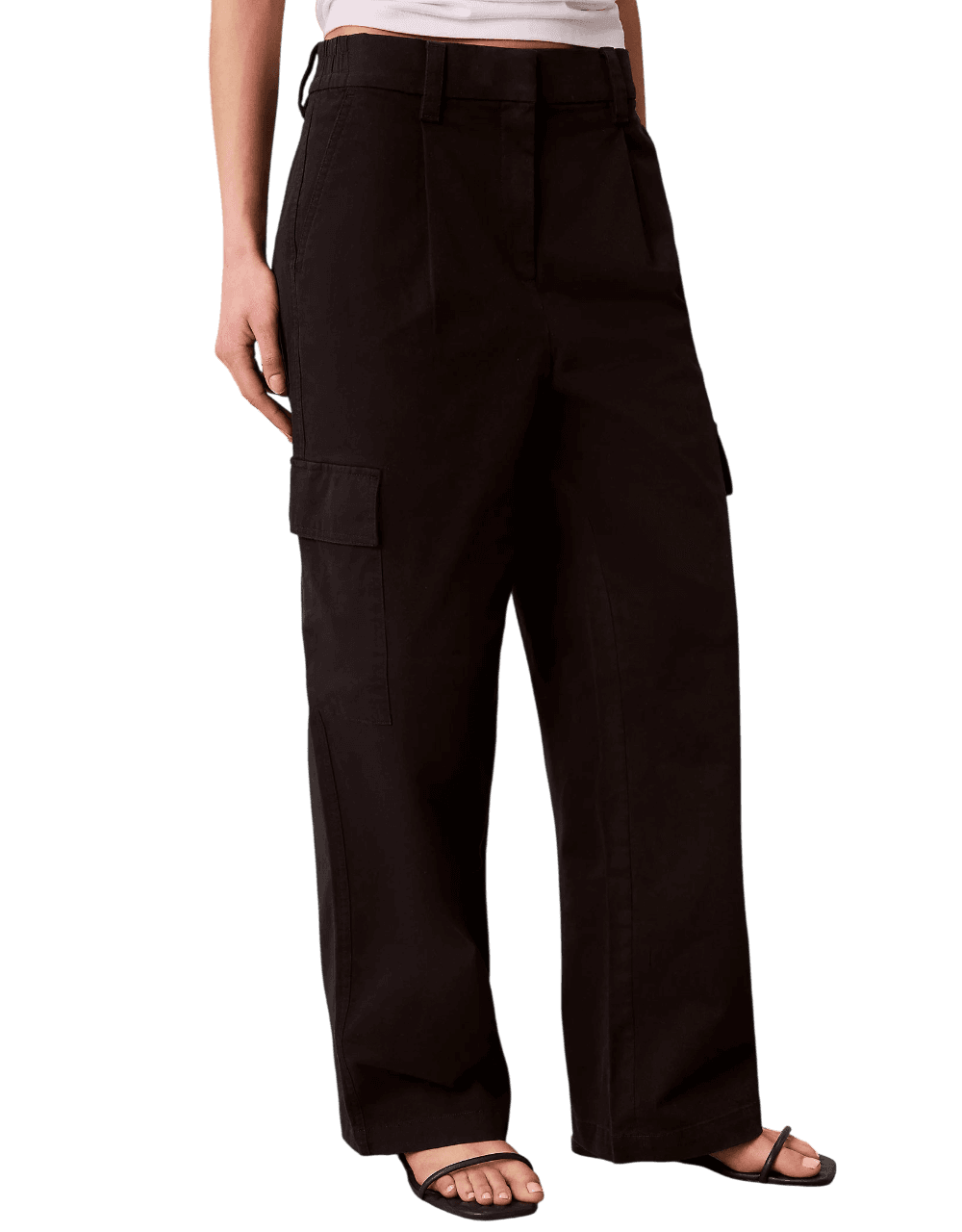 Γυναικείο Cargo Παντελόνι Λευκό Calvin Klein LV047F623G-YAS