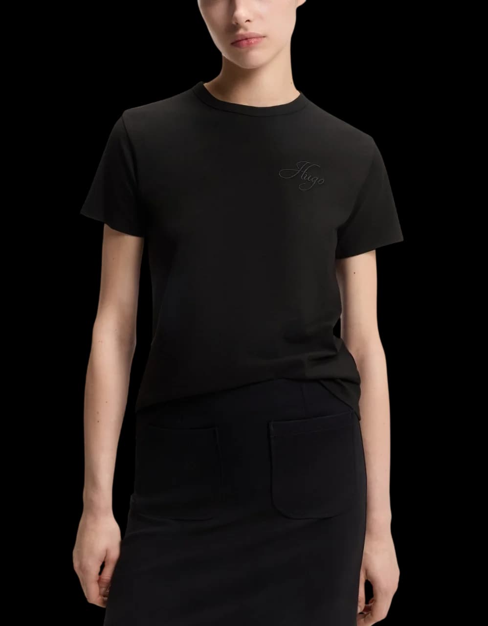 HUGO T-SHIRT DAMACIA_7 LOGO ΜΑΥΡΟ