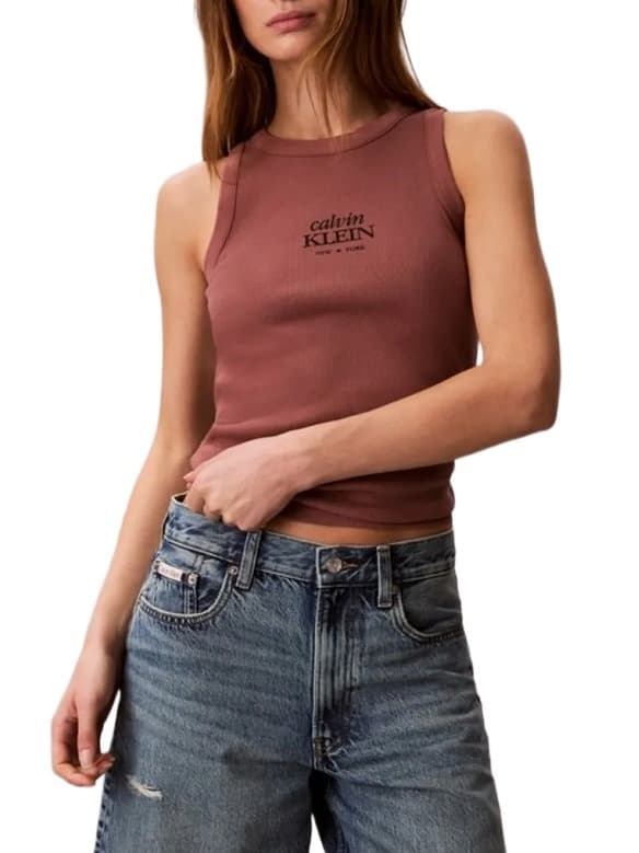 Γυναικείο Αμάνικο Top Καφέ Calvin Klein LV047F239G-41J