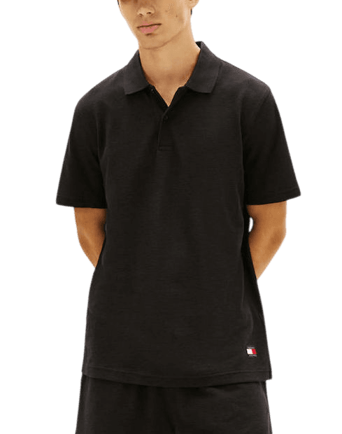 Ανδρικό Waffle Polo Μαύρο Tommy Jeans DM0DM22703-BDS