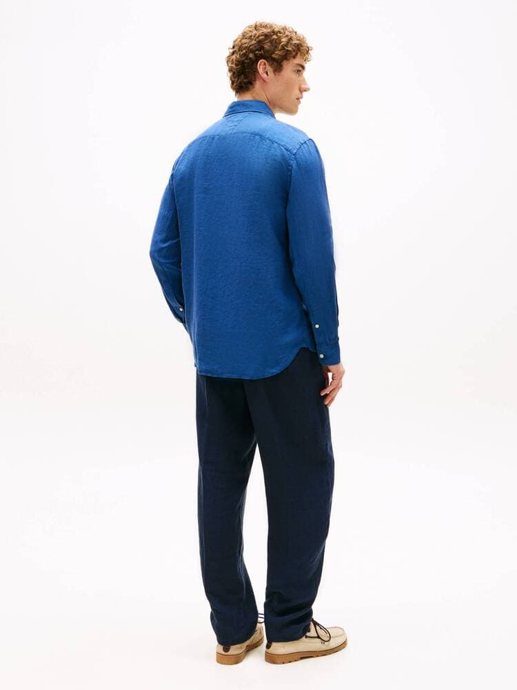 Ανδρικό Λινό Πουκάμισο Μπλε Tommy Hilfiger MW0MW41530-C3I