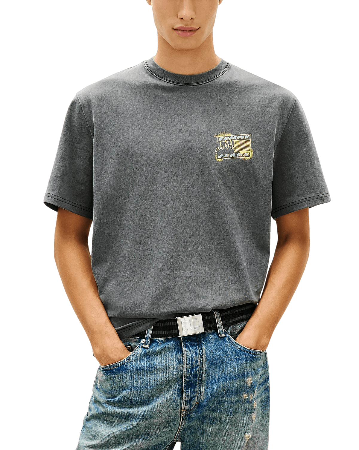 Ανδρικό 90s Bubble Flag T-shirt Μαύρο Tommy Jeans DM0DM22554-BDS