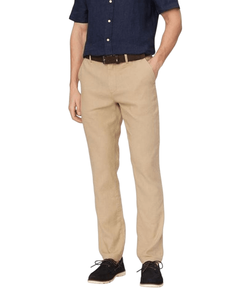 Ανδρικό Λινό Παντελόνι Μπεζ Tommy Hilfiger MW0MW42337-AEG