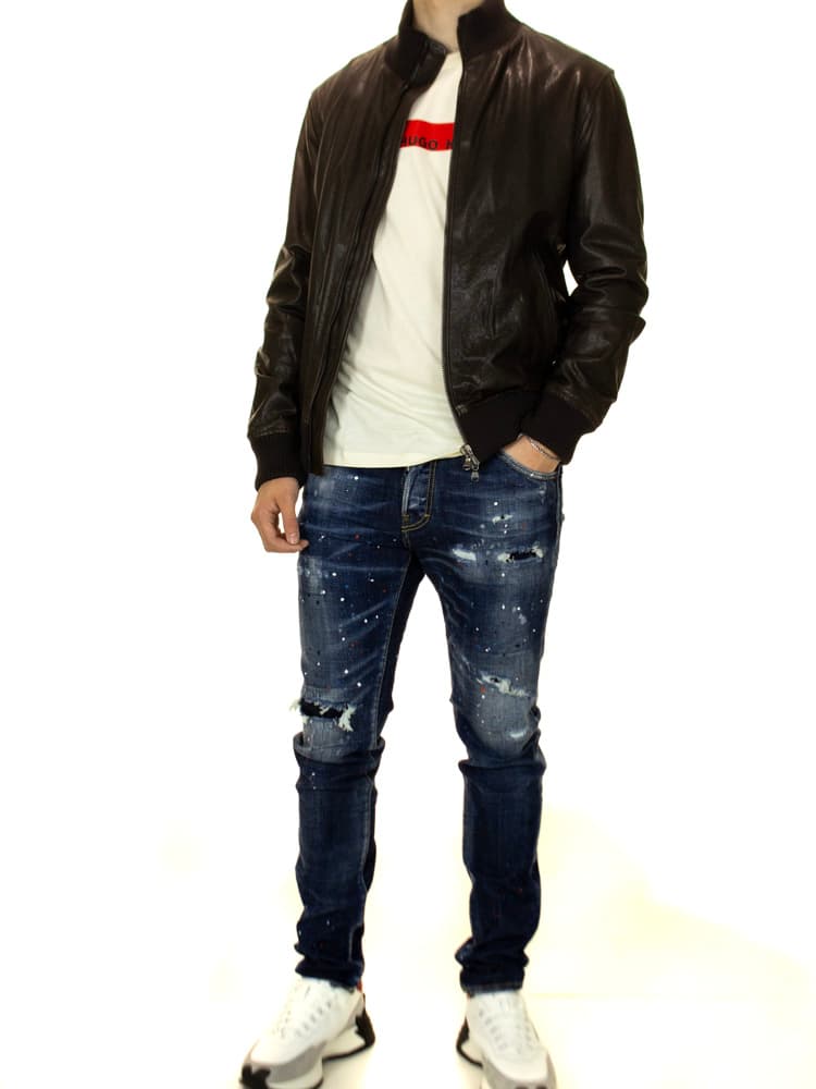 Ανδρικό Δερμάτινο Bomber Μπουφάν Καφέ Maffei 5127690104-BROWN