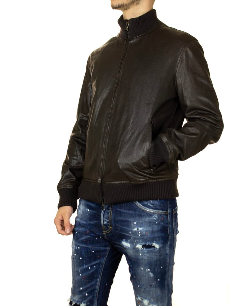 Ανδρικό Δερμάτινο Bomber Μπουφάν Καφέ Maffei 5127690104-BROWN