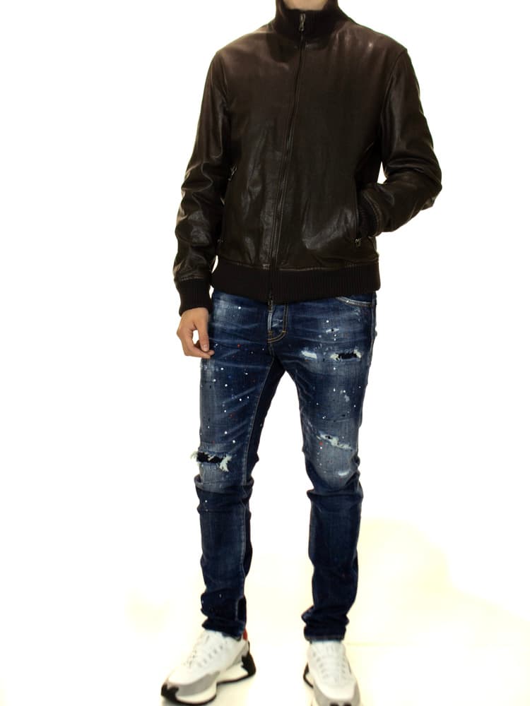 Ανδρικό Δερμάτινο Bomber Μπουφάν Καφέ Maffei 5127690104-BROWN